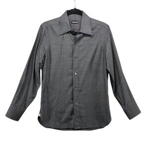 Tom Ford Dress Shirt Mens 38/15 Medium Gray Modal Cotton Button Down Minimalist